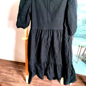 Black Puff Sleeve Mini Dress