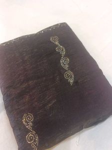 Embellished Dark Brown Saree