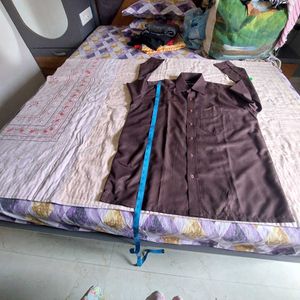 Men's Brown Striped Dress Shirt