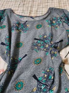 Grey Kurta with Tree Print