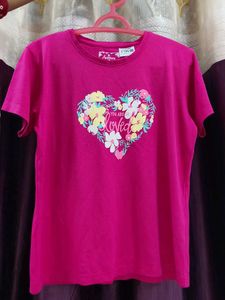 Vibrant Pink t-shirt with heart flower