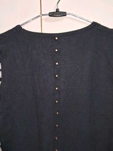 Black Sweater Top With Net Sleeves
