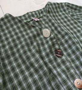 Green Plaid Peplum Top