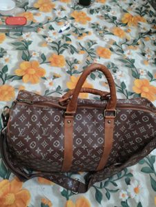 Brown Patterned Gym &amp; Travel Bag