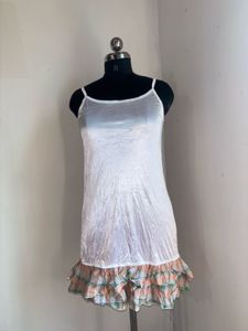 White Slip with Ruffled Hem