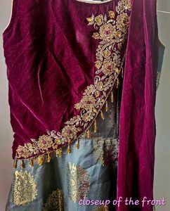 perfect 4 DIWALI :Grey dress , purple velvet