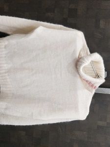 Cozy White Knit Sweater high neck