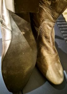 Metallic Block Heel Ankle Boots