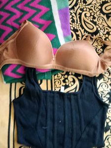 Comfortable T-shirt Bra &amp; Black Corset Top