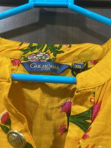 Gulmohar Jaipur XXL Sized Anarkali Style Kurti Yellow Color