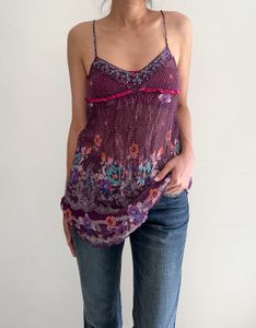 Free People silk beaded top