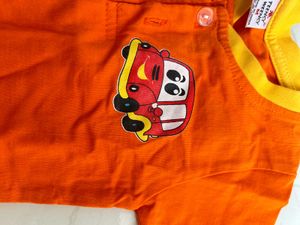 Cute Orange Baby Romper with Car Print