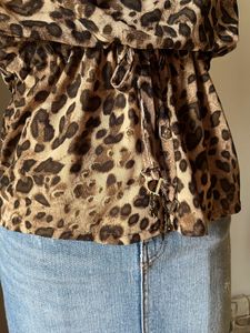 Chic Leopard Print Cowl Neck Top
