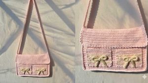 Handmade Crochet Pink Sakura Bag