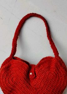 Red Heart Crochet Shoulder Bag