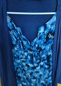 Blue Tie-Dye Top with Cardigan