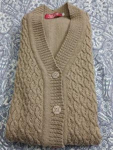 Womens Beige Knit Sleeveless Cardigan