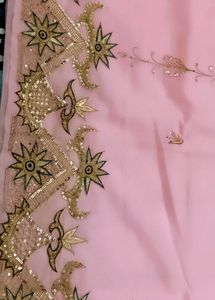 Pink Embroidered ethnic hand work saree