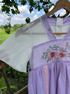 Embroidered Lilac Ethnic Gown