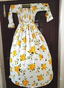 White Floral Print Maxi Dress