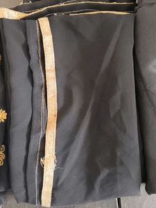Black &amp; Gold Embroidery Semi stitched material