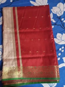 New Elegant Red &amp; Beige Saree