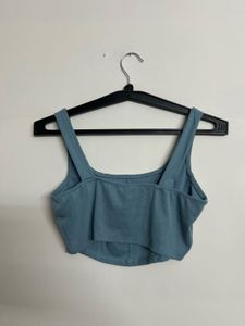Blue Square Neck Tank Top
