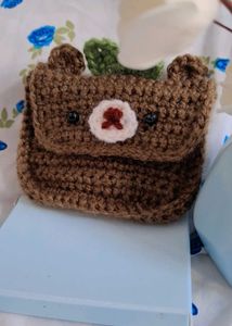 Handmade Crocheted Bear Pouch
