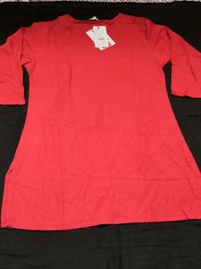 Women's New Red Cotton short Kurti with Tags
