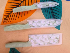 Set of 3 Floral Design Kitchen Knives