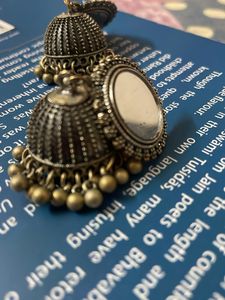 Oxidised Mirror Jhumka