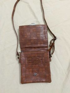 Brown Textured Crossbody Bag