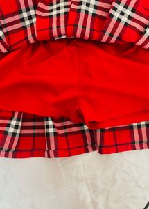 Red Plaid Pleated Skirt