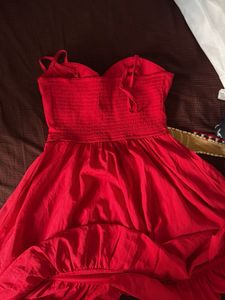 Elegant Red Strapless Midi Dress