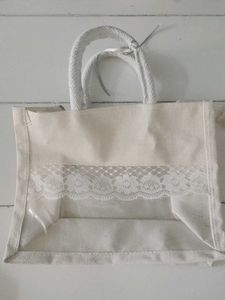 Charming Lace Trimmed Tote Bag