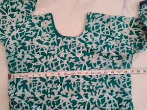 Women's Green 💚 🍏Floral Print Kurta 💯 cotton