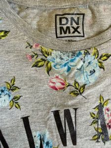 Cute Floral “Always Happy” Grey Top 🌸