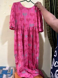 Pink Floral Print Midi Dress
