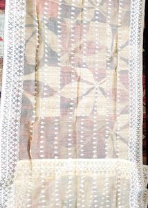 Beige Embroidered Cotton Dupatta