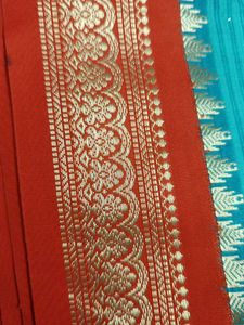 Elegant Teal Saree with Gold Motifs
