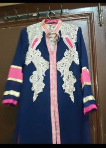 Embroidered Navy Blue Kurta Set