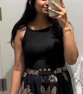 Black Textured Crop Top