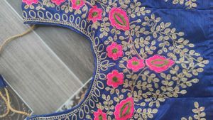 Embroidered Blue Silk unused beautiful Blouse