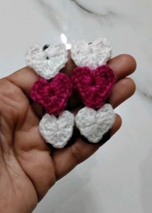 Crocheted Heart Hair clips