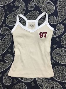 Cream Ribbed V neck Tank Top (Brand new w/o tag)