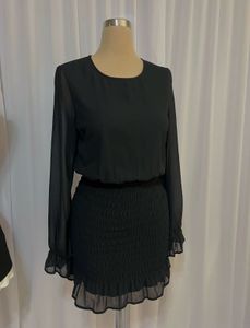 Chic Black Smocked Mini Dress