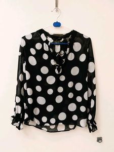 Chic Black & White Polka Dot Blouse
