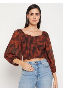 Madame Chic Printed Square Neck Crop Top