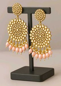Statement Kundan Earrings with Pearls