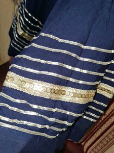 Elegant Navy Blue 💙 lehngha choli  with Gold Trim